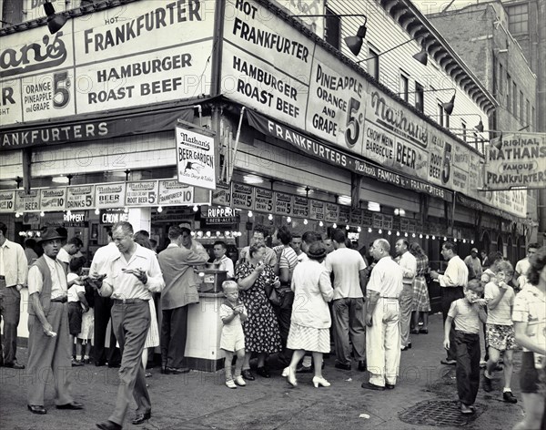 people, food & drink, Coney Island, historical, Nathan's,