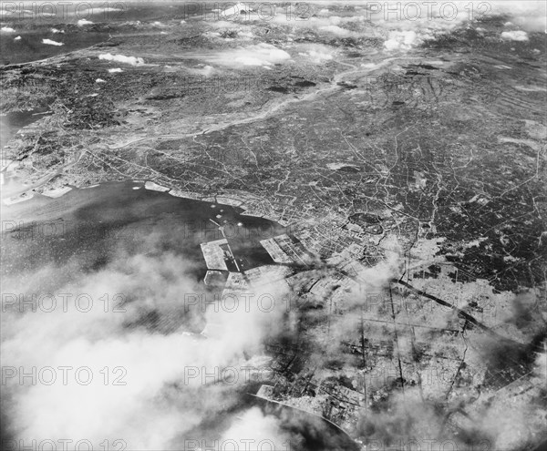 bombing, destruction, Tokyo, Japan, World War II, historical,