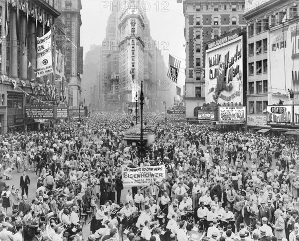 crowd, celebration, Times Square, World War II, historical,