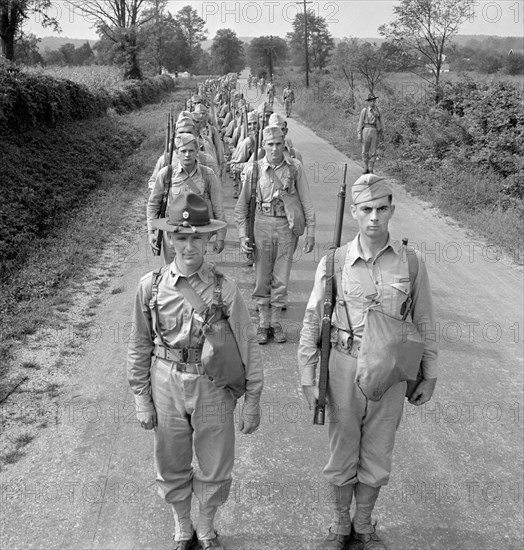 U.S. Soldiers on March during Military Training Exercises