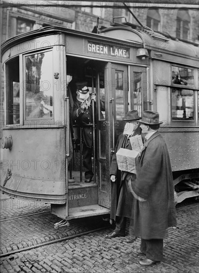 Precautions taken during Spanish Influenza Epidemic would not permit anyone to ride on Street Cars with wearing a Mask