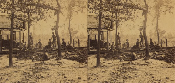 Group of Union Soldiers with their Weapons near a Shelter after Occupation of Atlanta