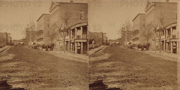 Street Scene before bombing by Union General William Sherman's Army during which all Buildings except Masonic Hall were destroyed