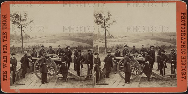 Union General William Sherman standing with Officers next to Cannon before siege of Atlanta