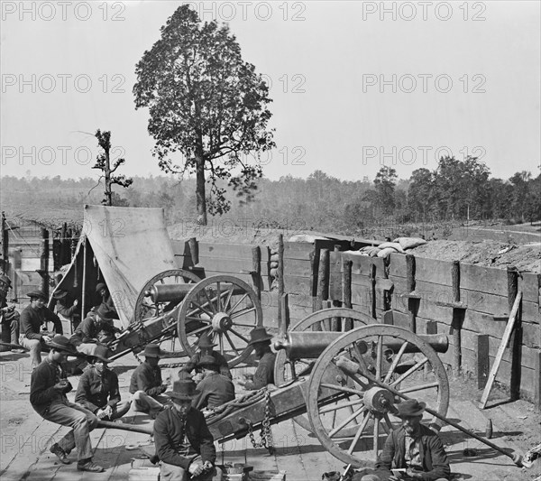 Union Soldiers Relaxing in Captured Fort