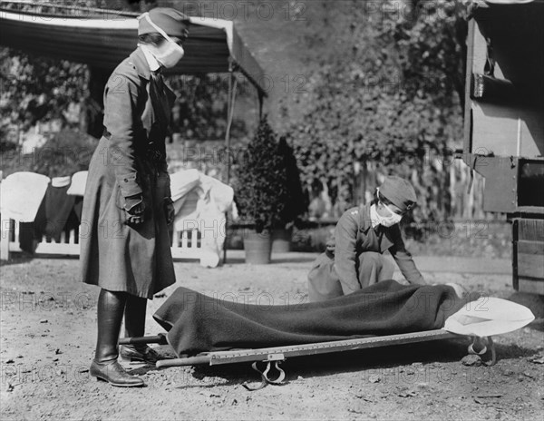 Demonstration at the Red Cross Emergency Ambulance Station during the Influenza Pandemic