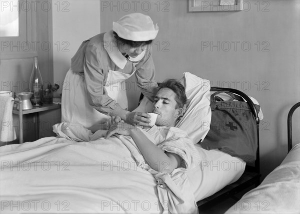 American Soldier drinking Cup of Cold Water at American Military Hospital No. 1