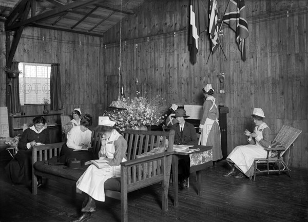 Army Nurses in Rest Room of American Hospital