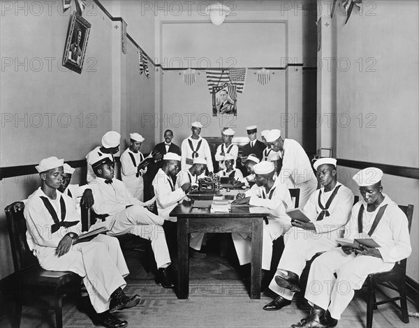 African-American Sailors in Rest Room of Red Cross Headquarters