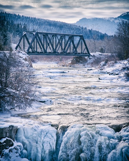 Lundbreck Falls in Winter