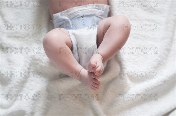 Waist-Down Portrait of Baby Boy in Diaper