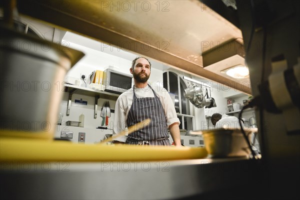 Chef Standing in Restaurant Kitchen