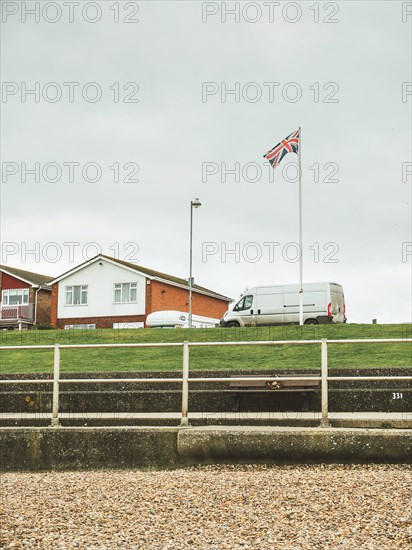 Seaside Village with Union Jack Flag