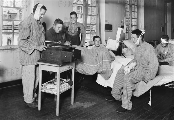 Wounded American Soldiers listening to Music