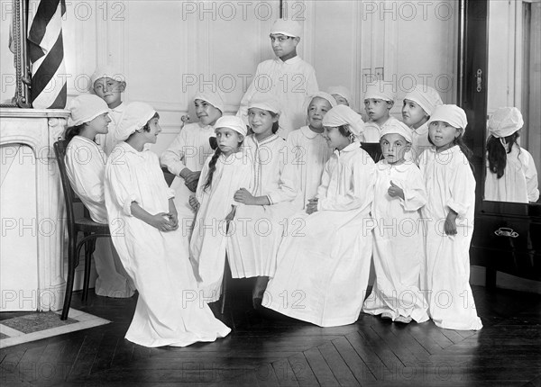 Group of Children waiting for Throat Operations at Clinic of Hospital pour le Gorge et les Dents