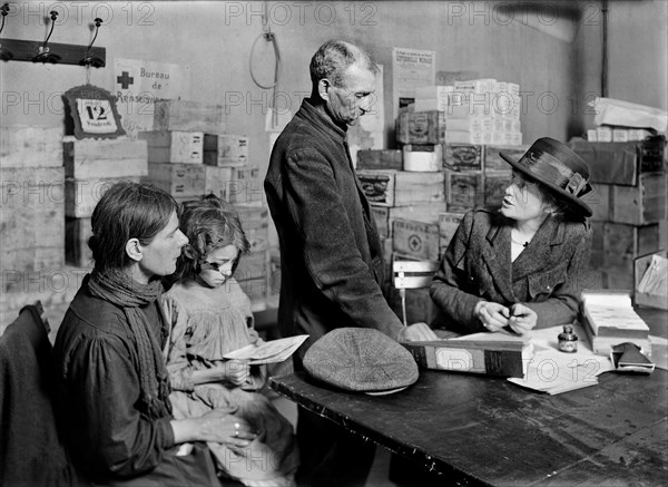 Refugee Family from Amiens applying to the Bureau for Refugees of the American Red Cross for Help