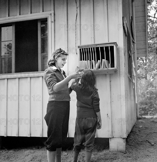 Two Girls at Mailbox