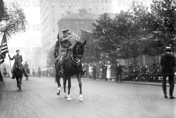 U.S. General John J. Pershing on Horseback leading World War I Veterans during Victory Parade