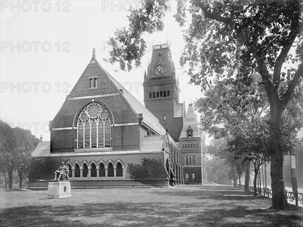 Memorial Hall and John Harvard Statue, Harvard University, 1890's