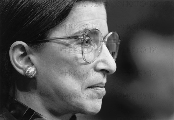 Ruth Bader Ginsburg at her confirmation hearing, Close-Up Portrait, 1993