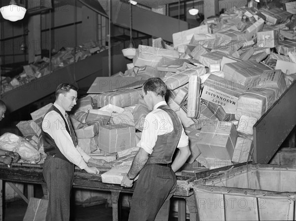 Workers Handling Christmas Packages at Main Post Office, Washington, 1938