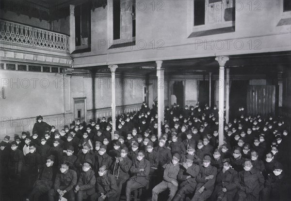 Patients at Moving Picture Show wearing Masks because of Influenza Epidemic, U.S. Army Hospital No. 30,