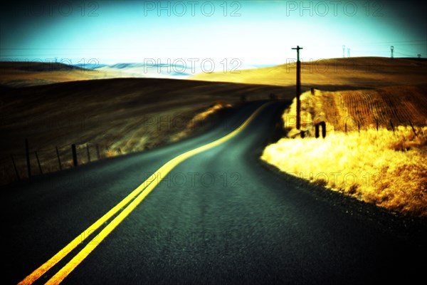 Rural Two-Lane Highway, Painterly Effect,