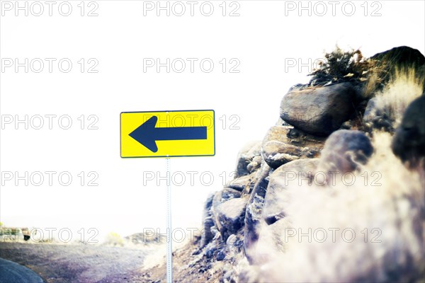 Directional Sign at Edge of Road,,
