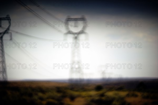 Transmission Towers in Rural Landscape, soft focus ,