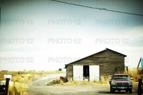 Pickup Truck and Wood Barn,,