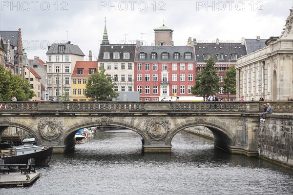 View of Marble Bridge and Quaint Buildings on Frederiksholms Canal, Copenhagen,