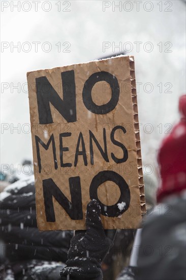 No Means No sign at Me Too Protest, Columbus Circle,