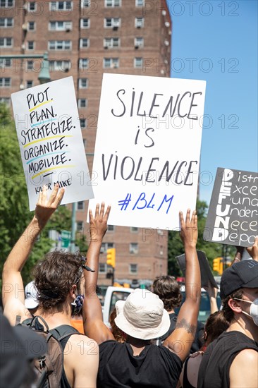 Protesters Holding up Signs at Black Lives Matter March, McCarron Park,