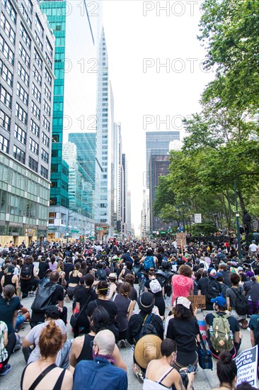 Crowd of Protesters during Moment of Silence, Juneteenth March, USA