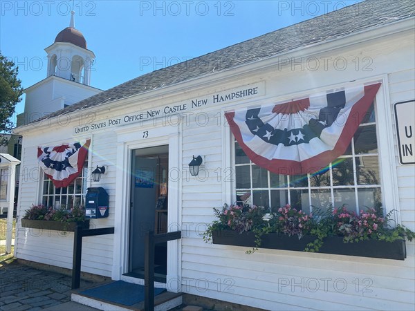 Post Office With Patriotic Bunting, New Castle,