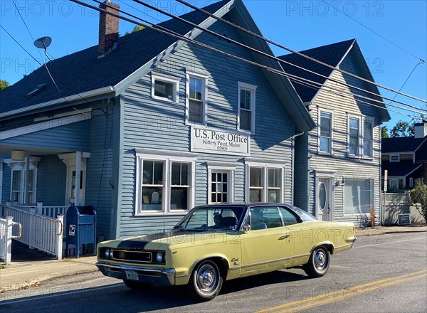 Post Office, Street Scene with Yellow Car,