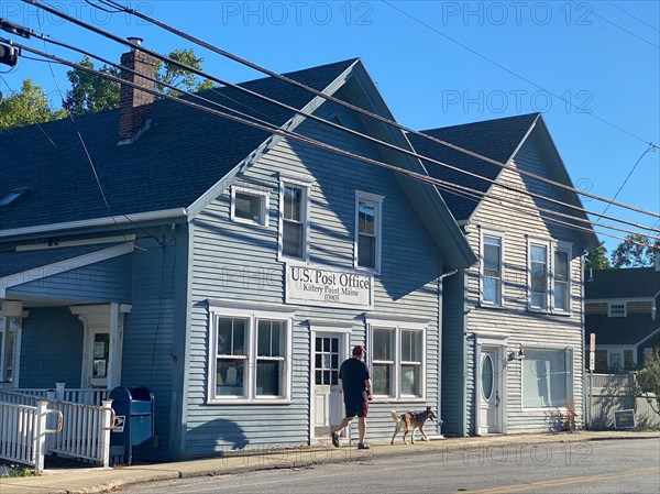 Post Office with Man walking Dog, Kittery Point,