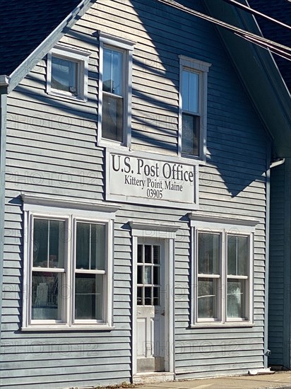 Slight Angle View of Post Office Building, Close-Up,