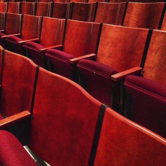 Rows of Red Theater Seating,,