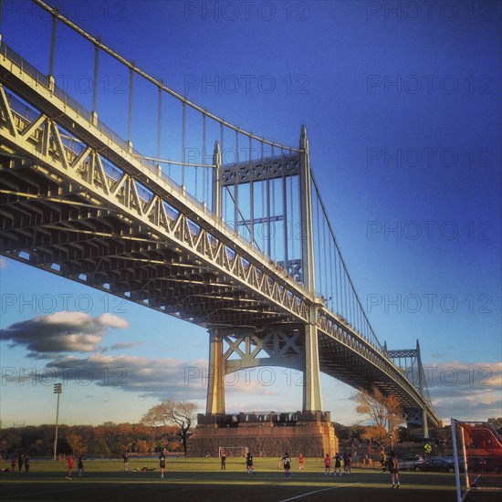 RFK-Triborough Suspension Bridge crossing over Ward's Island, New York City,