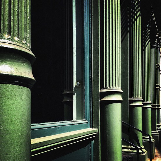 Exterior View of Green Cast Iron Building, TriBeCa,