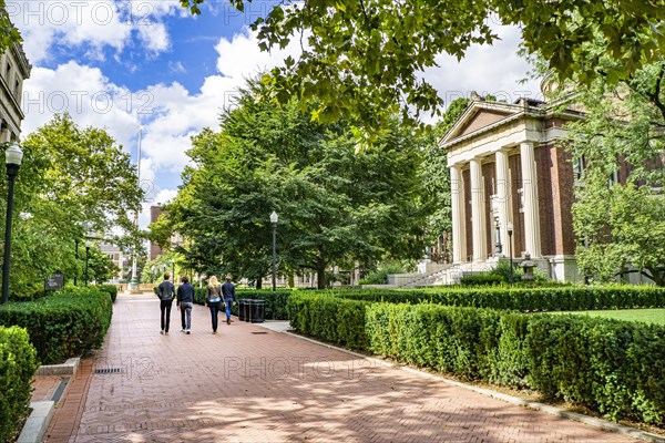 Students on Pathway in front of Earl Hall, Columbia University,