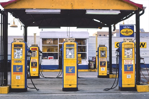 Five Golden Eagle Gas Pumps, San Diego