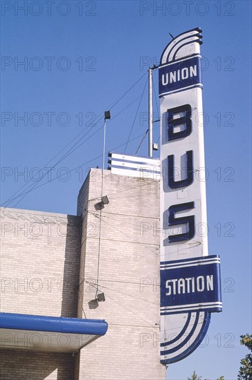 Union Bus Station sign, Walker and Sheridan Streets