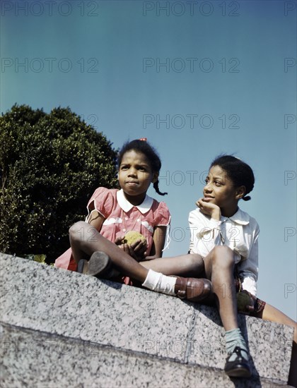 Two Little Girls in Park near Union Station, Washington