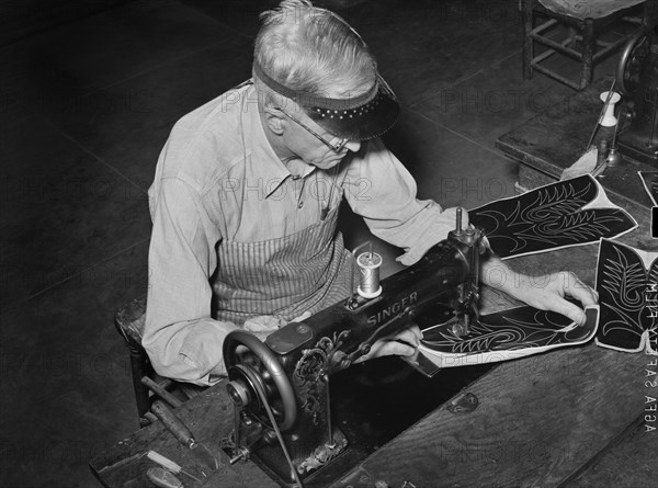 Stitching Pattern on Uppers of Boots in Boot Shop, Alpine