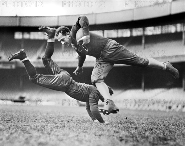 Chicago Bears Teammates Joe Zeller trying to tackle Red Grange during Practice, Alan Fisher