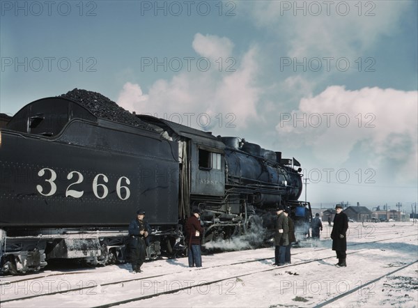 Santa Fe Railroad Freight Train leaving for West Coast from Corwith Rail Yard, Atchison