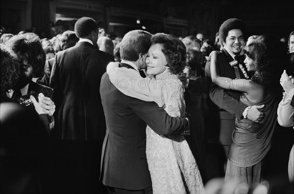 U.S President Jimmy Carter and U.S. First Lady Rosalynn Carter dancing at an Inaugural Ball, Washington