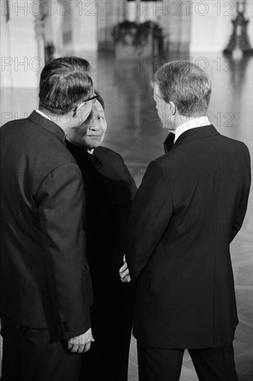 Chinese Vice Premier Deng Xiaoping talks with U.S. President Jimmy Carter at the White House, Washington